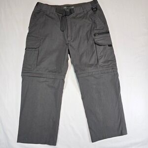 BC Clothing Mens Convertible Cargo Pants Gray Zip Off Hiking Shorts L 30 Stretch